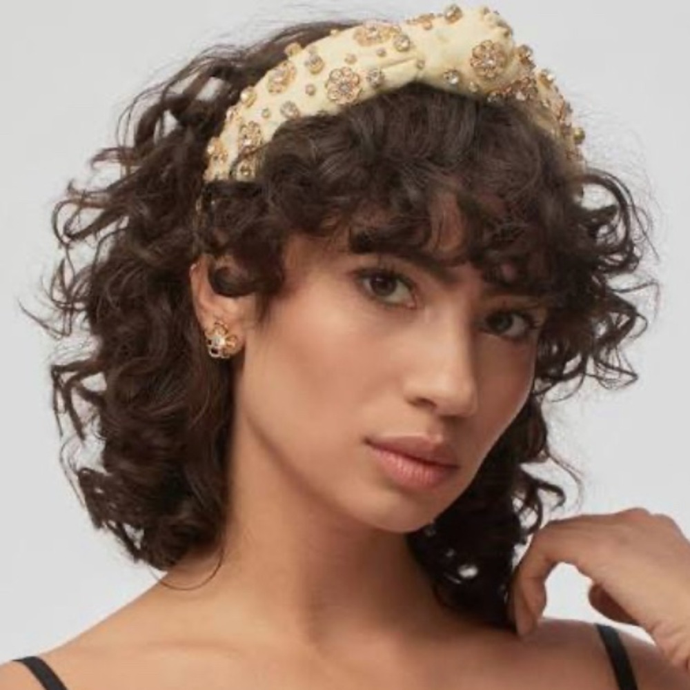 Lele Sadoughi Marigold Ivory Crystal Knotted Headband